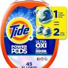 Tide Ultra OXI Power PODS with Odor Eliminators Laundry Detergent Pacs 45 Count For Visible and Invisible Dirt