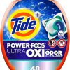 Tide Ultra OXI Power PODS with Odor Eliminators Laundry Detergent Pacs, 48 Count, For Visible and Invisible Dirt