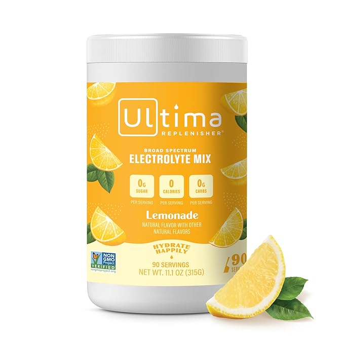 Ultima Replenisher Daily Electrolyte Drink Mix – Lemonade, 90 Servings – Hydration Powder with 6 Key Electrolytes & Trace Minerals – Keto Friendly, Vegan, Non-GMO & Sugar-Free...
