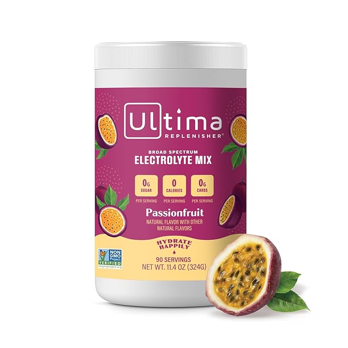 Ultima Replenisher Daily Electrolyte Drink Mix – Passionfruit, 90 Servings – Hydration Powder with 6 Key Electrolytes & Trace Minerals – Keto Friendly, Non- GMO & Sugar-Free...