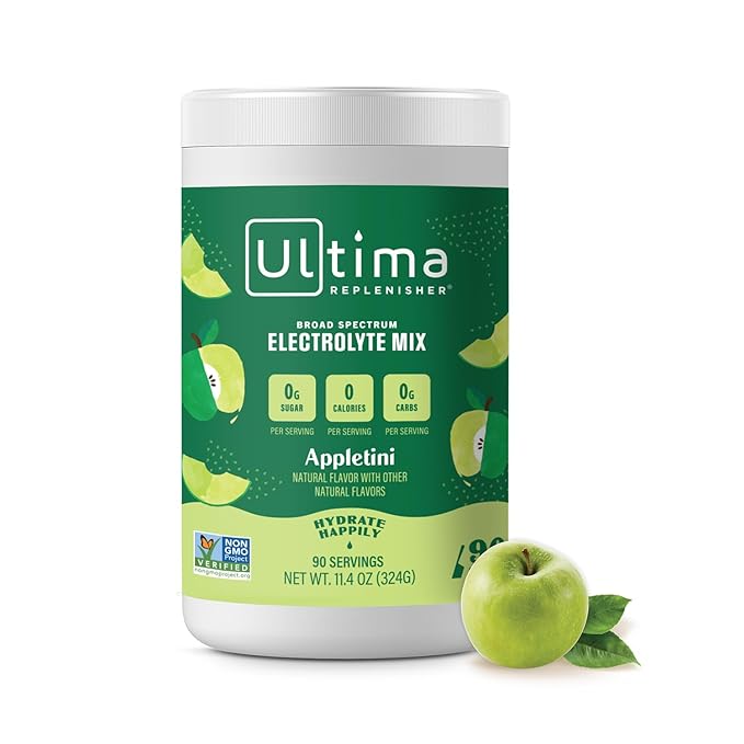 Ultima Replenisher Mocktini Electrolyte Drink Mix – Appletini, 90 Servings – Hydration Powder with 6 Key Electrolytes & Trace Minerals – Keto Friendly, Non- GMO & Sugar-Free...