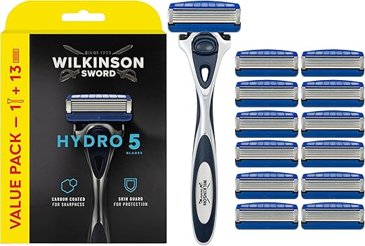 WILKINSON SWORD - Hydro 5 Skin Protection For Men | Hydrating Gel & Precision Trimmer | Razor Handle + 13 Razor Blade Refills