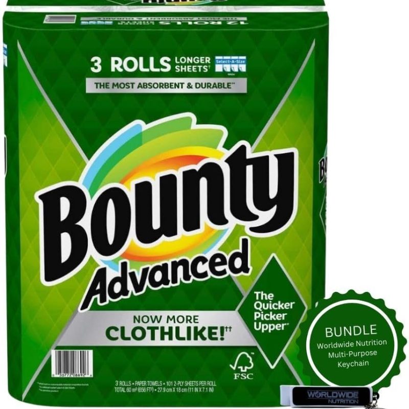 Worldwide Nutrition Bundle Compatible with Bounty Advanced Paper Towel 3 Rolls - Select-A-Size - Superior Absorbency, Strength & Durability - 2-Ply of 101 Sheets Paper Towel...