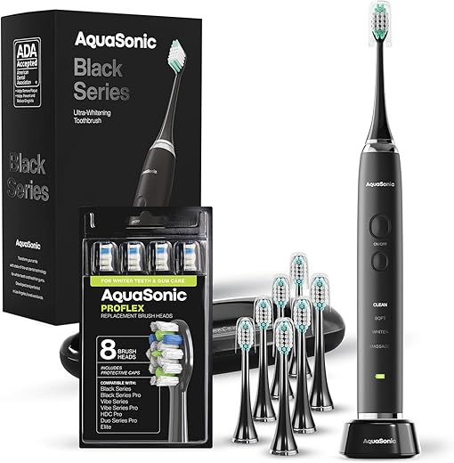 AquaSonic Black Series and Proflex Brush Heads 8-Pack Bundle