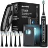 Aquasonic Black Series PRO – Ultra Whitening Toothbrush w UV Sanitizing Base – 5 Modes & Smart Timers – Premium Travel Case – Electric Toothbrush – ADA Approved Toothbrush