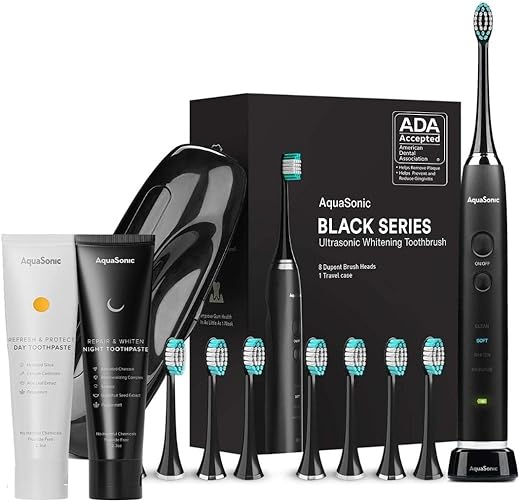 Aquasonic Black Series Ultra Whitening Toothbrush with Complete Care Toothpaste