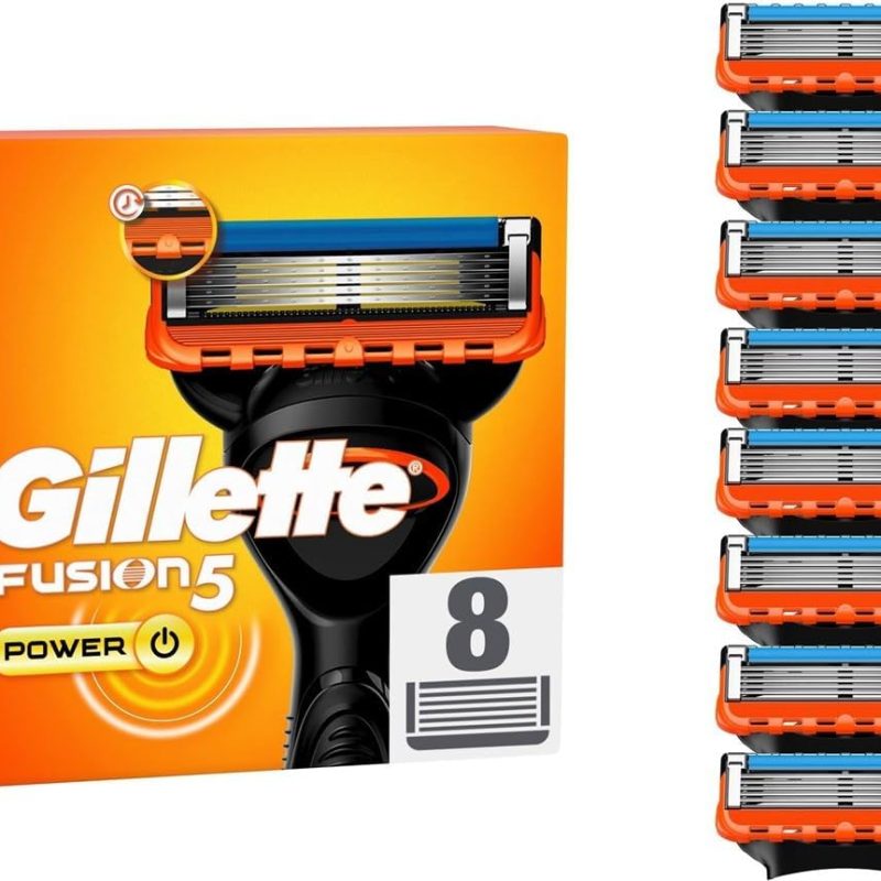 Gillette Fusion5 Power Refill Blades for Men, 8 Refill Blades, with Protective Strip to Glide Even Better