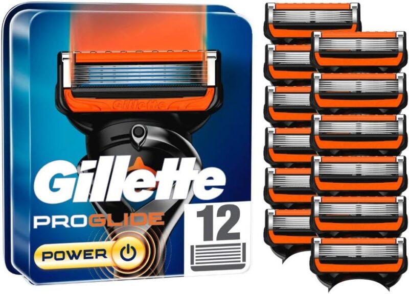 Gillette ProGlide Power Razor Blades, 12 Replacement Blades for Men's Wet Razors with 5 Blades