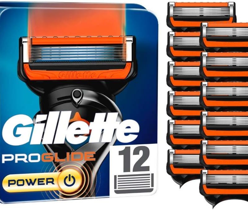 Gillette ProGlide Power Razor Blades, 12 Replacement Blades for Men's Wet Razors with 5 Blades
