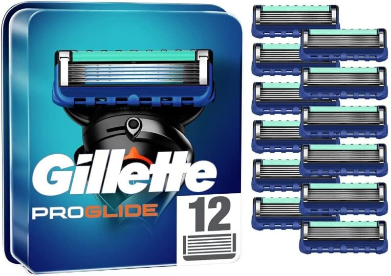 Gillette ProGlide Razor Blades, 12 Replacement Blades for Men's Wet Razor with 5-Way Blade