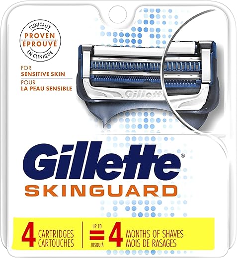 Gillette SkinGuard Sensitive Razor Blade Refills, 4 blades