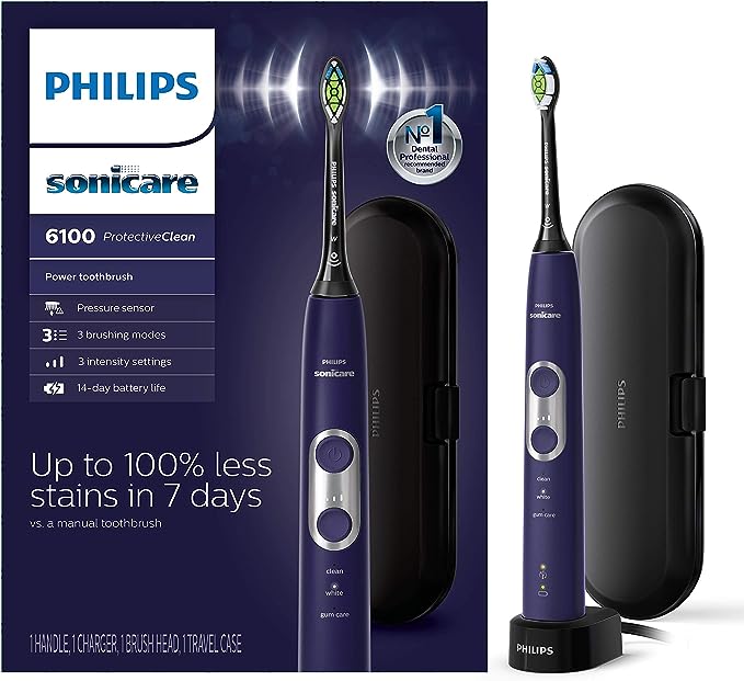 Philips Sonicare ProtectiveClean 6100 Rechargeable Electric Power Toothbrush, Deep Purple, HX6471/03