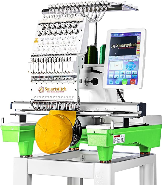 Smartstitch S-1501 Commercial Embroidery Machine with 15 Needles, 1200SPM Max Speed, 12″ Touch Screen, Wifi available, 14″x20″ Embroidery Area, capable of embroidering on Flat,...