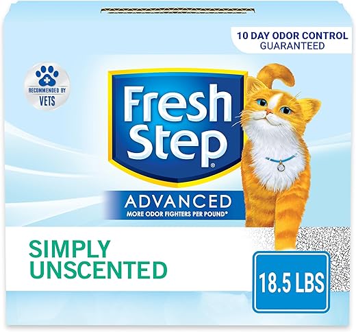 Fresh Step Advanced Simply Unscented Clumping Litter, Fresh Step Unscented Cat Litter Fights Odor on Contact, 18.5 lb. Box