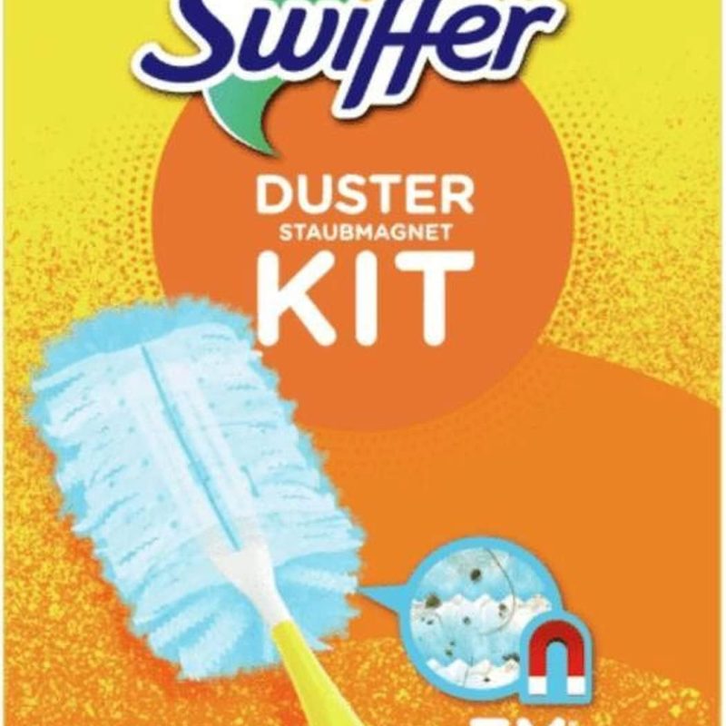 Swiffer - Duster Trap & Lock Kit, 1 Handle + 5 Refills - 1 Set, Light Blue