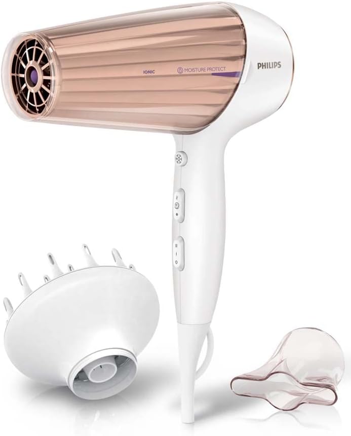 Philips Dryer Drycare Prestige - 2300 Watt -Ion conditioner - Controls drying temperature - 6 Temperature settings - Protected against overheating - Cool air burst - Diffuser nozzle - HP8280/00