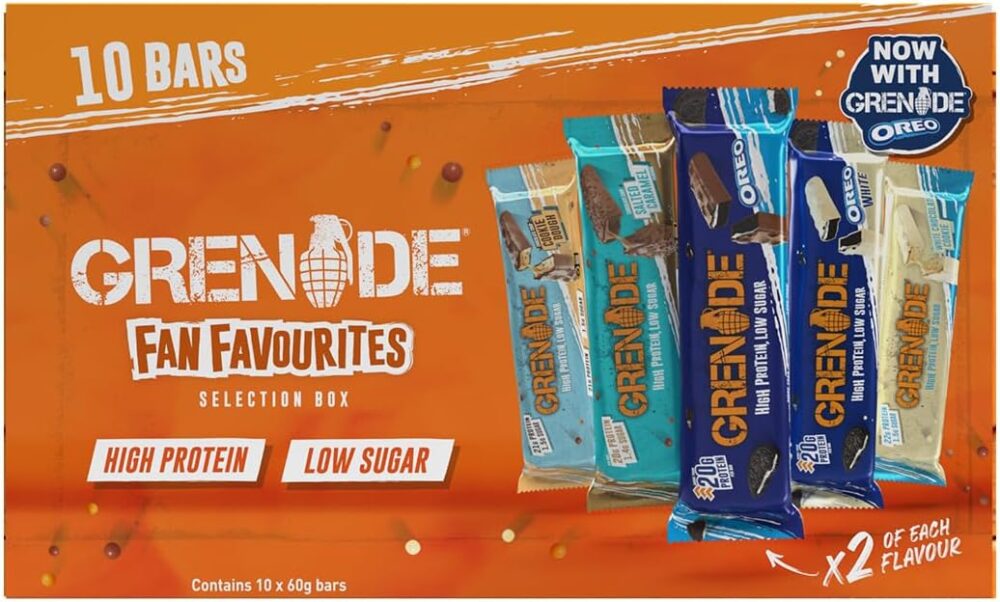 Grenade High Protein, Low Sugar Bar – Fan Favourites Selection Box Protein Bars, 10 x 60 g