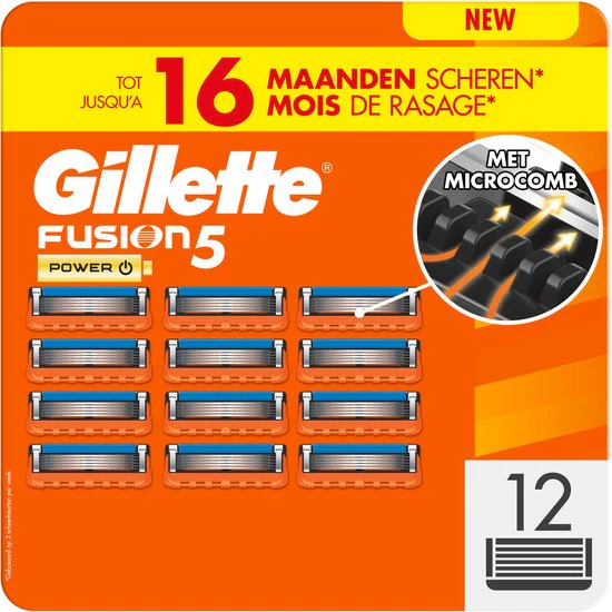 Gillette Fusion5 Power Razor Blades for Men - Pack of 12