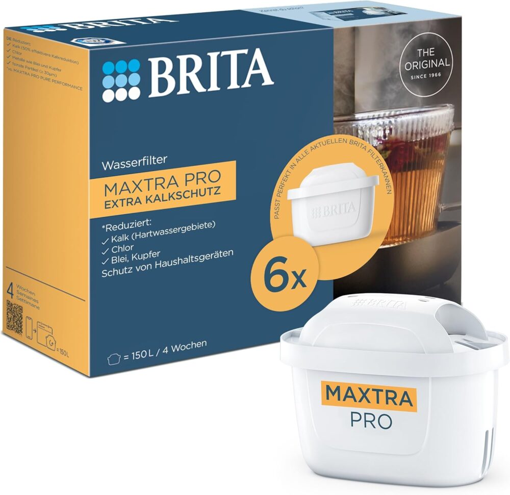 Brita Maxtra Pro Extra Limescale Protection Water Filter Cartridge – Pack of 6 (Half Year Stock) – Original Brita Replacement Cartridge for Device...
