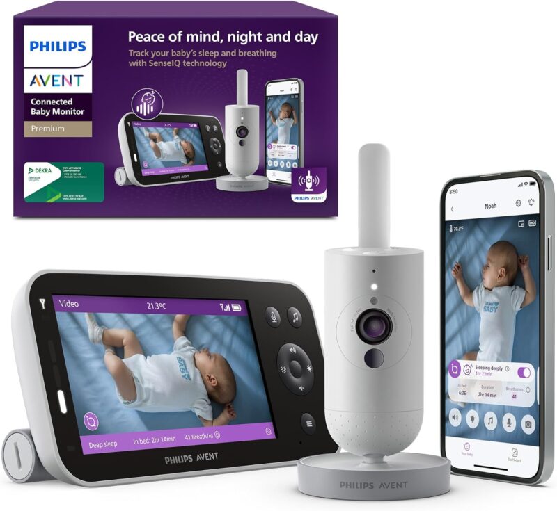 PHILIPS SCD973/26 Avent Premium Connected Videophone, Avent's Best Baby Monitor, Sleep and Breathing Tracking with AI, Scream Interpretation, Crystal Clear Image Day and Night