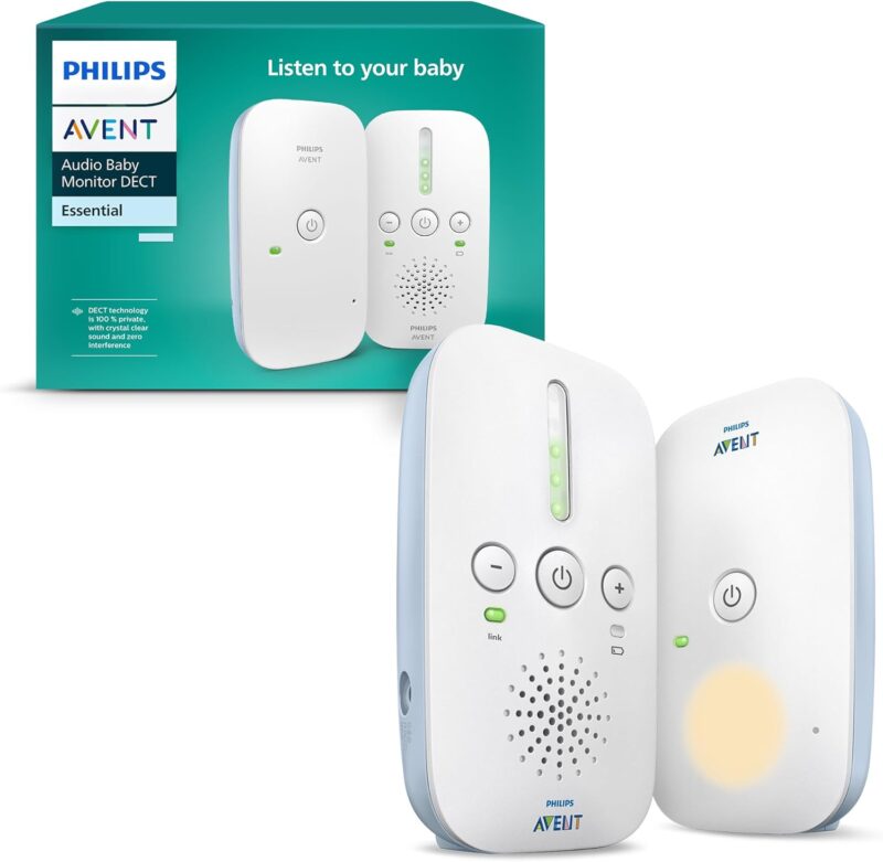 Philips AVENT SCD503/26 DECT Audio Baby Monitor, Intercom Function, Interference-Free, 330 Metre Range, 24 Hours Battery Life, Smart ECO Mode, Night Light
