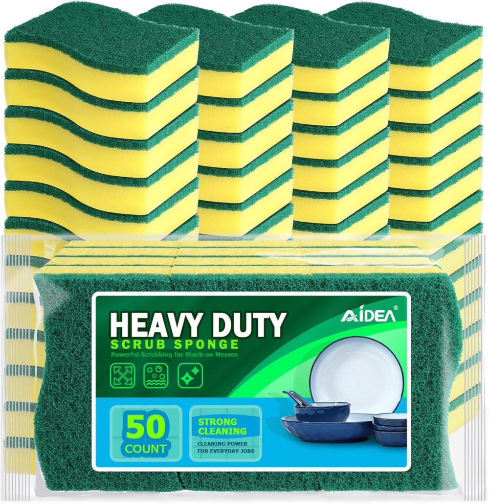 AIDEA Sponges Kitchen, 50 Pack Heavy Duty Dish Sponge
