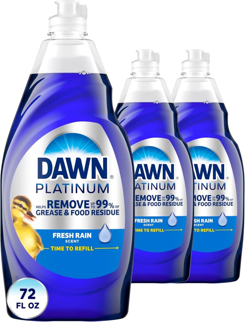 Dawn Platinum Dish Soap, Dishwashing Liquid, Fresh Rain, 3 X 24OZ