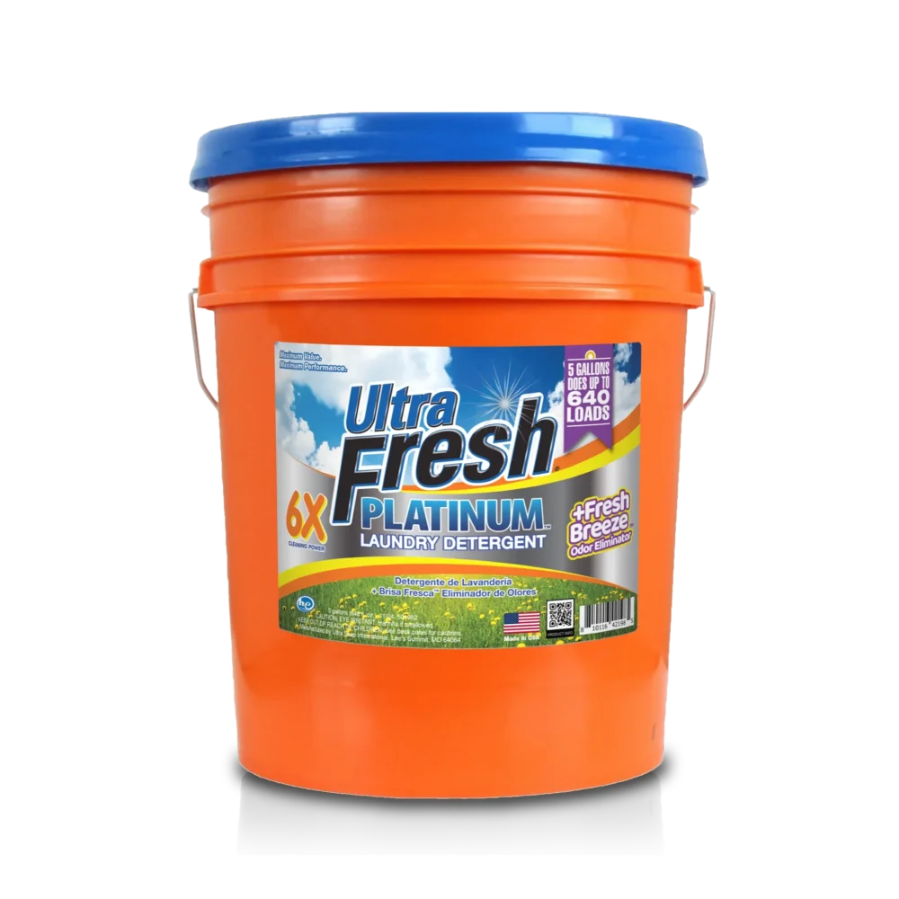 Ultra Fresh 6X Platinum Laundry Detergent + Fresh Breeze Odor Eliminator – 5 Gallons