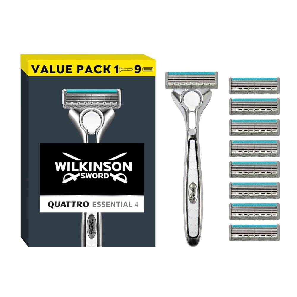 Wilkinson Sword Quattro Titanium Razor Blades with Men’s Razor Assorted Edition Pack of 8