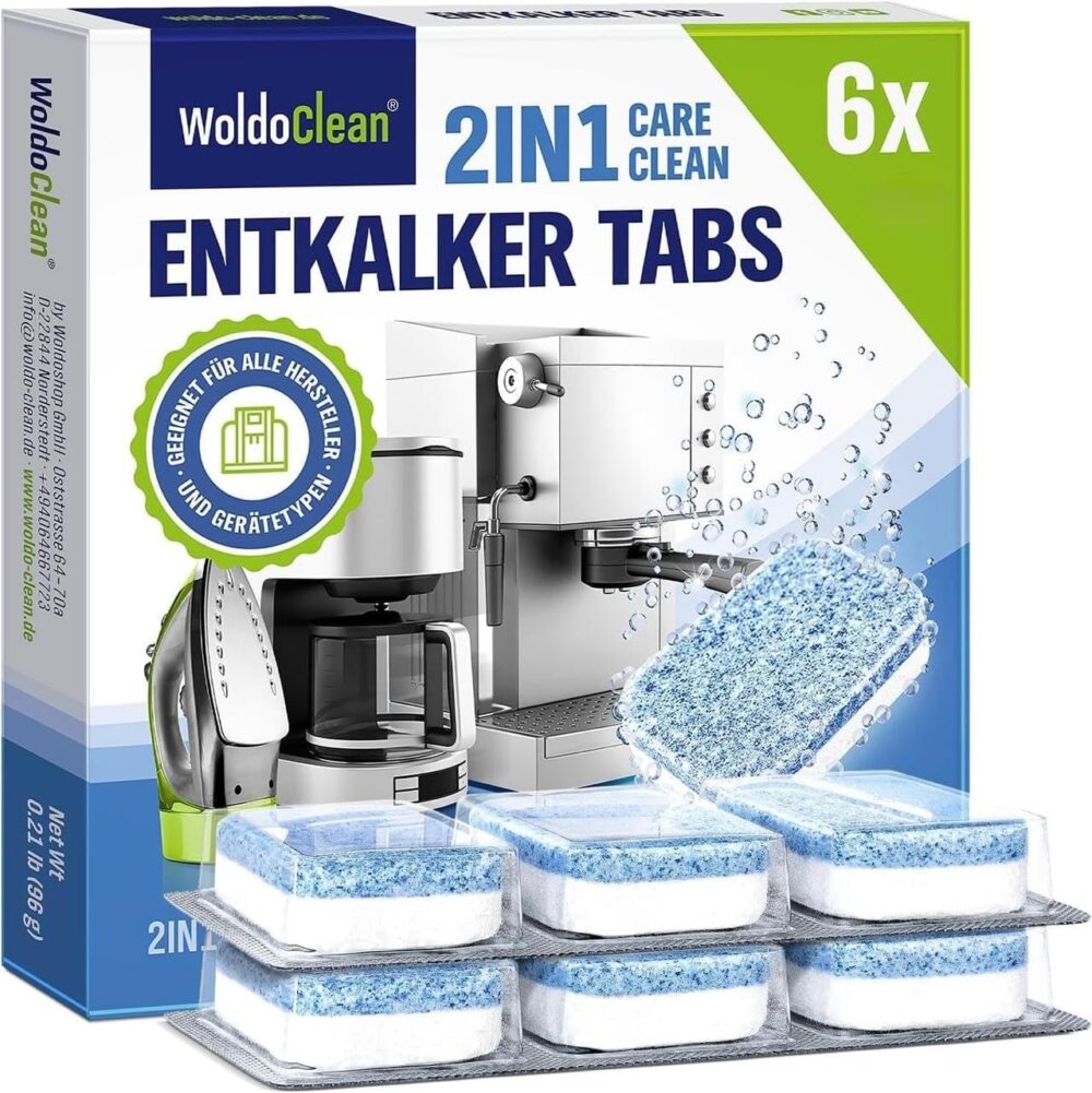 WoldoClean 2-in-1 descaling tablets for fully automatic coffee machines – removes limescale, protects against corrosion and extends the life of the...