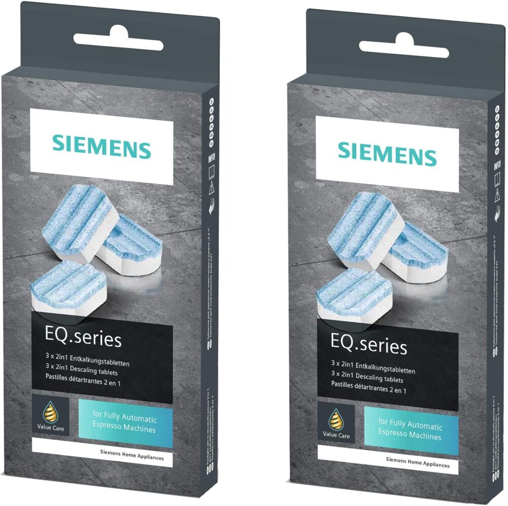 Siemens TZ80002 Descaling Tablets for All EQ Fully Automatic Coffee Machines, Pack of 2 x 3