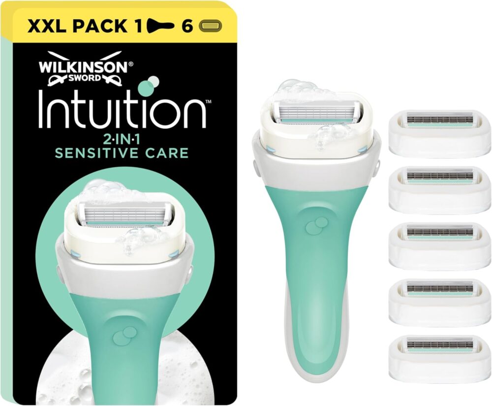 Wilkinson Sword – Intuition Sensitive Care for Women, Shaving Handle + 6 Razor Blades