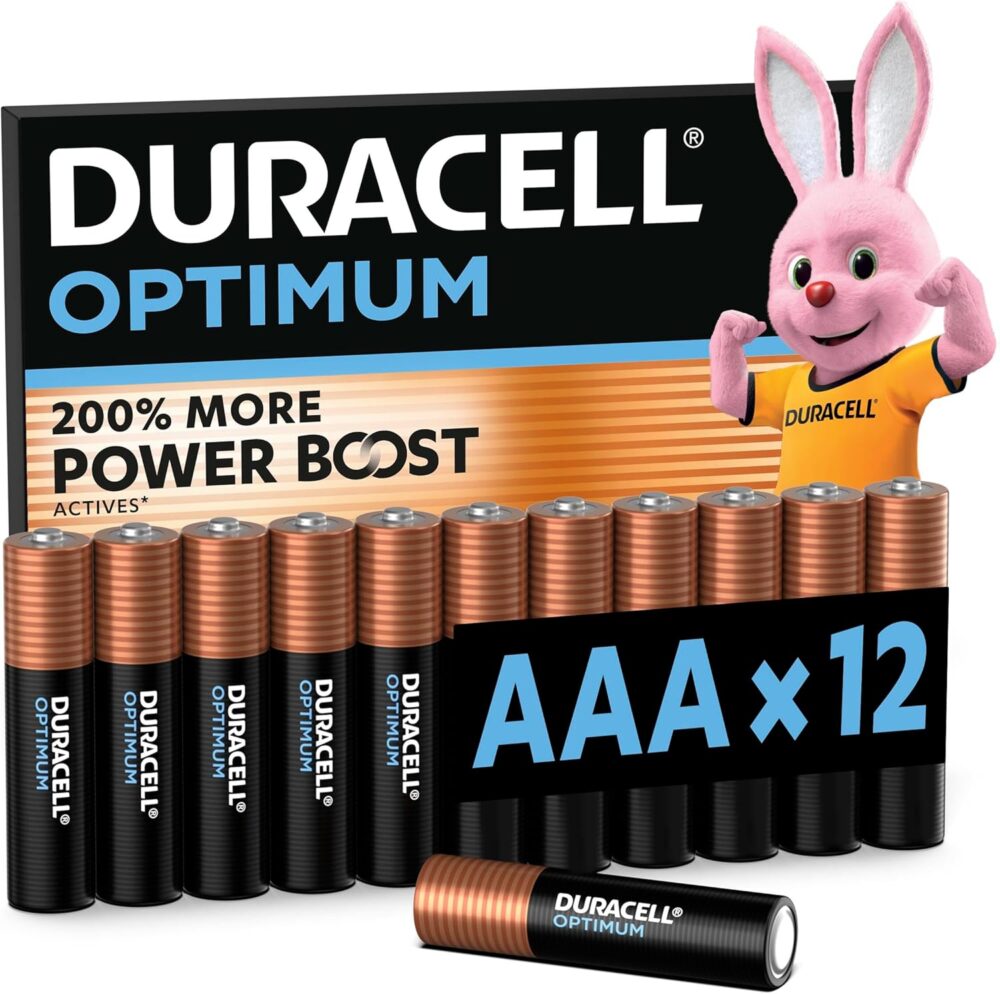 Duracell Optimum AAA Micro Alkaline Batteries 1.5V LR03 MX2400 – Pack of 12